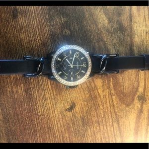 Fossil diamond w/ black metal detail womens watch